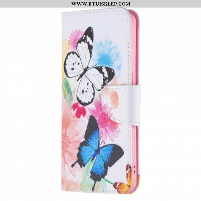 Etui Folio do Oppo Reno 6 5G Malowane Motyle I Kwiaty